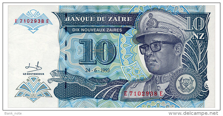 ZAIRE 10 NOUVEAUX ZAIRES 1993 Pick 55 Unc - Zaïre