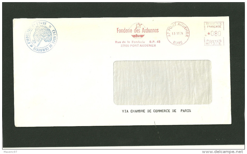 LETTRE GREVE PTT 1974 AVEC MACHINE A AFFRANCHIR CACHET CHAMBRE DE COMMERCE - Other & Unclassified