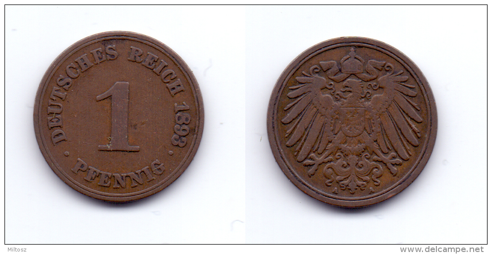 Germany 1 Pfennig 1893 A - 1 Pfennig
