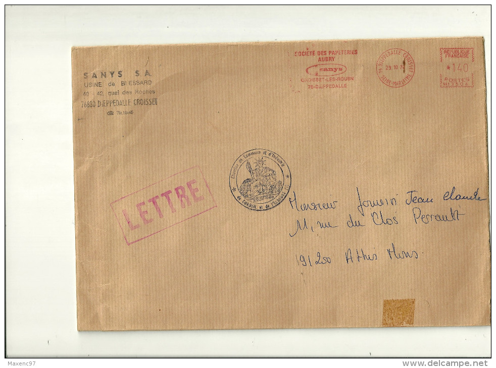 LETTRE GREVE PTT 1974 AVEC MACHINE A AFFRANCHIR CACHET CHAMBRE DE COMMERCE - Autres & Non Classés