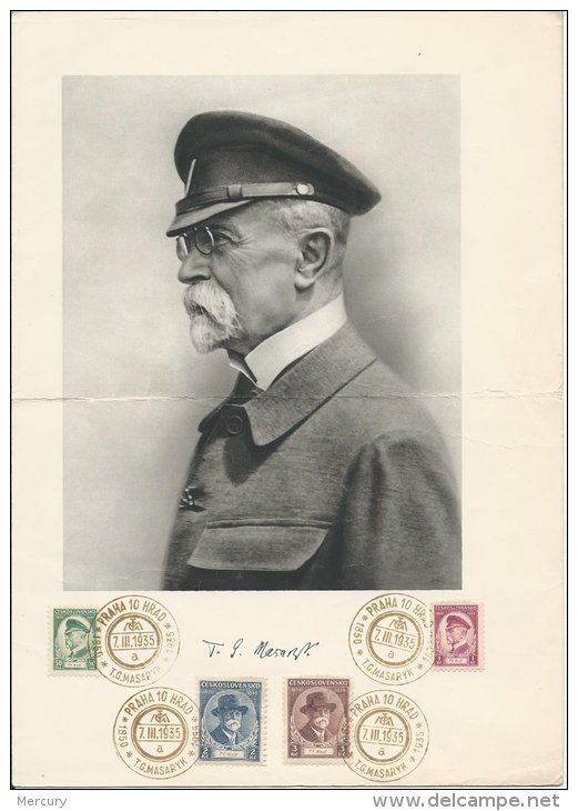 TCHECOSLOVAQUIE - 85 Ans Du Président Masaryk - Document Commémoratif - 3 Scans - Errors, Freaks & Oddities (EFO)