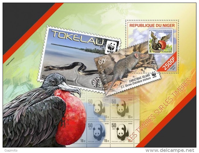 Niger 2014, WWF, Stamp On Stamp, Snake, Birds, Roditor, BF - Albatrosse & Sturmvögel