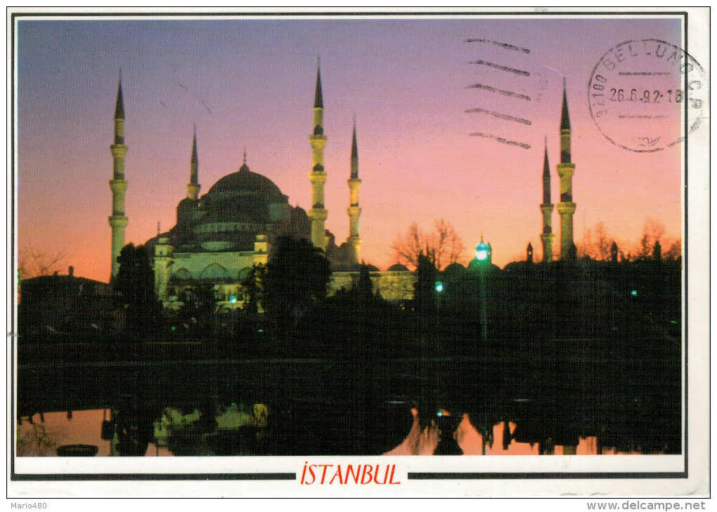 ISTAMBUL   SULTANAHMET  CAMIL  THE BLUE MOSQUE     MAXI-CARD   (VIAGGIATA) - Turchia