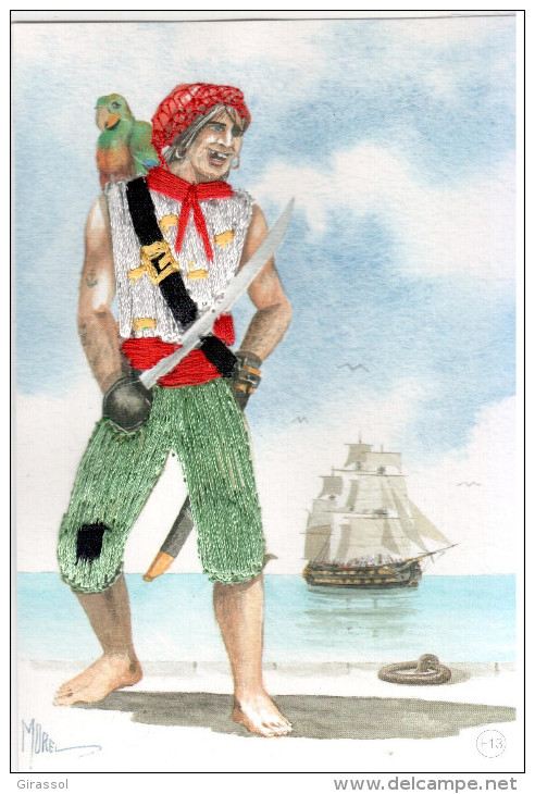 CPM BRODEE FOLKLORE BRETAGNE CORSAIRE SIGNEE MUREL ? F13 ED JACK - Brodées