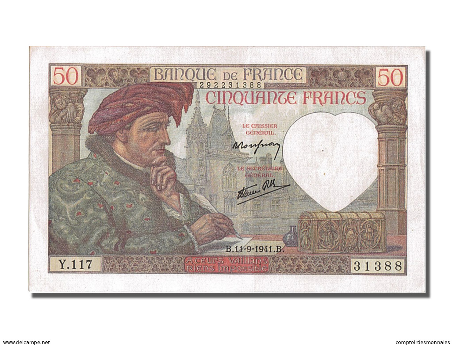 Billet, France, 50 Francs, 50 F 1940-1942 ''Jacques Coeur'', 1941, 1941-09-11 - 50 F 1940-1942 ''Jacques Coeur''