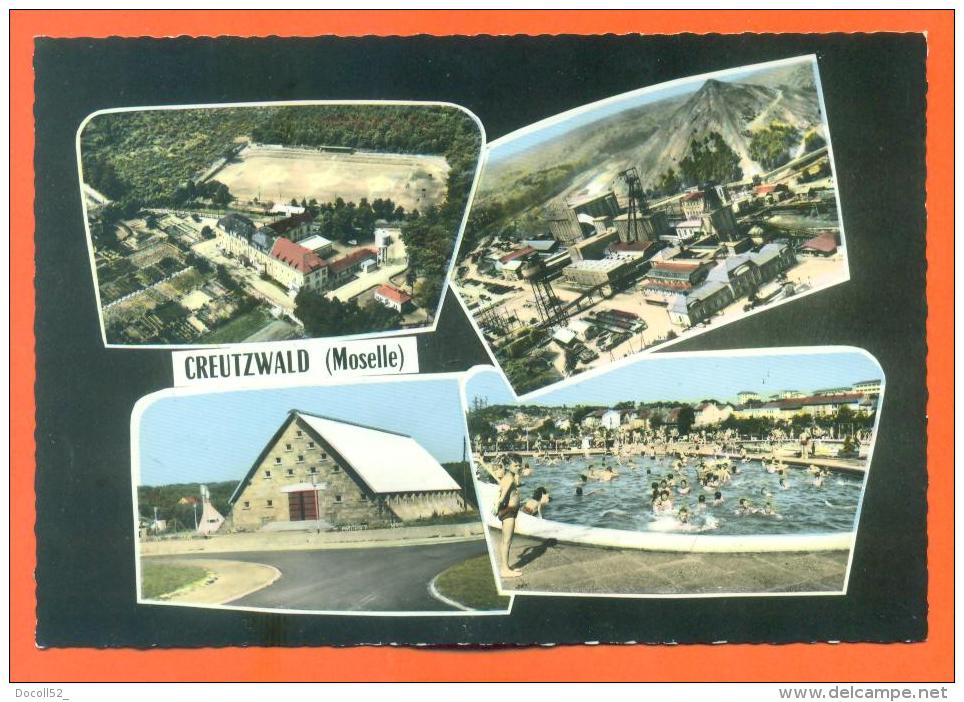 Dpt  57  Creutzwald  " La Piscine , Les Mines , Le Terrain De Football  " - Creutzwald