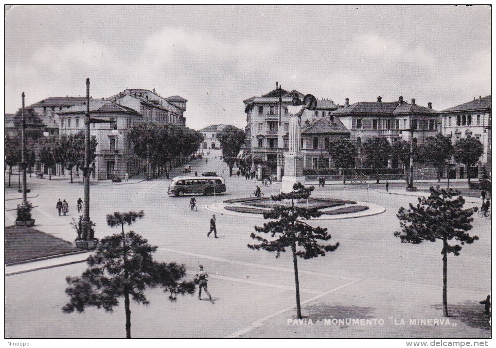 Italy 1949 Used Postcard Pavia Monumento La Minerva Postmark Profumo Orchidea Bianca Augurio Di Felicita - Entero Postal