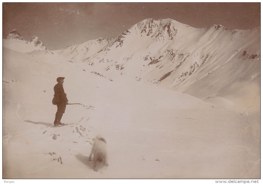 Belle Grande Photo Vue Sur La Montée Du Col De Goleon Alpes Savoie Du Régiment Des Neiges Chasseurs Alpins Briançon - Anciennes (Av. 1900)