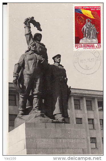 VICTORY OVER FASCISM, , MONUMENT, CM, MAXICARD, CARTES MAXIMUM, 1970, ROMANIA - Maximumkaarten