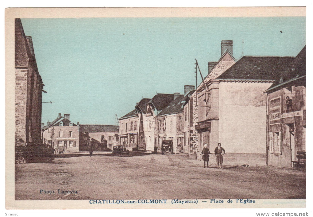 CPA CHATILLON SUR COLMONT MAYENNE PLACE DE L EGLISE ED LACOSTE - Autres & Non Classés