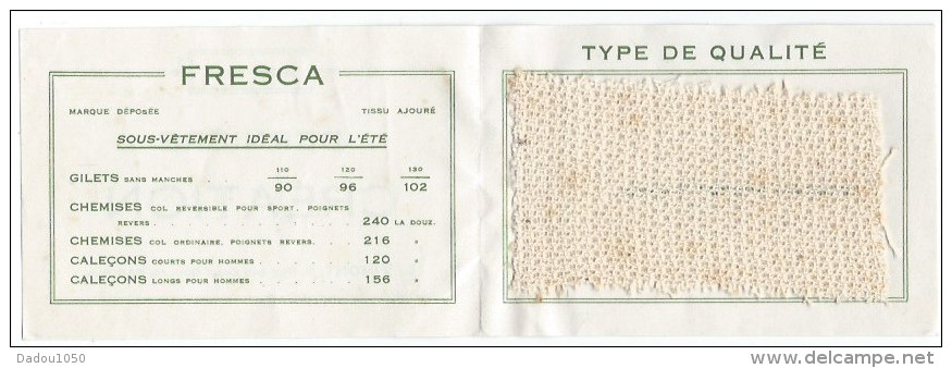 Carte De Visite Publicité Sous Vetements1923 1924 - Unclassified