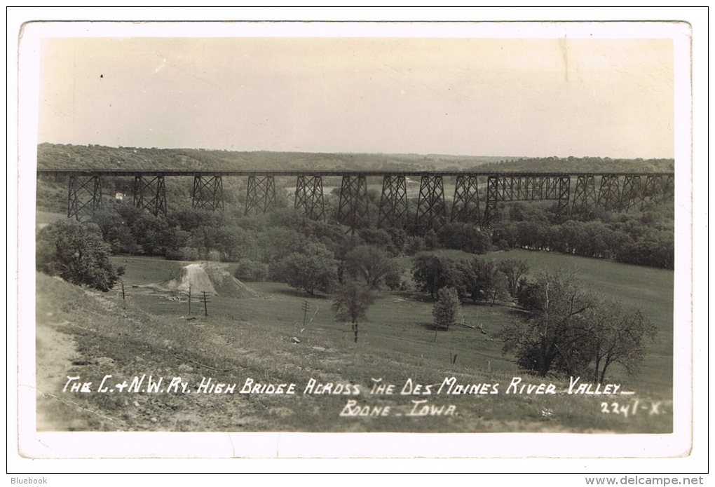 RB 1079 - Early Real Photo Postcard - C &amp; N.W. Railway High Bridge Across Des Moines River Valley  - Boone Iowa USA - Autres & Non Classés