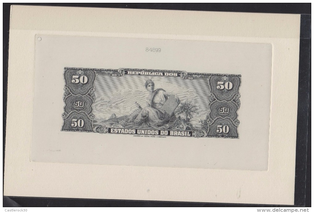 O) 1966 BRAZIL, BANKNOTE - BLACK DIE SUNKEN PROOF ENGRAVED, LAW AUREA - ISABEL PRINCESS, UNITED STATES OF BRAZIL - Brasile