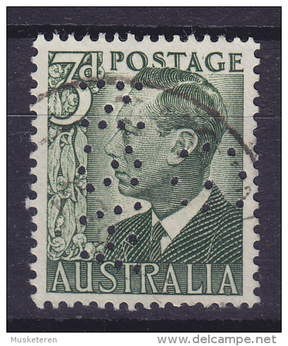 Australia Perfin Perforé Lochung 'G NSW' New South Wales 3 D. King George VI. (2 Scans) - Errors, Freaks & Oddities (EFO)