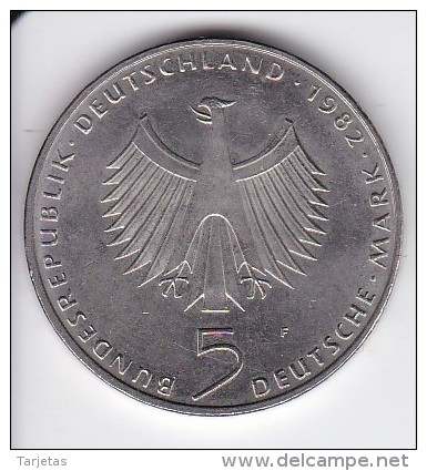 MONEDA DE ALEMANIA DE 5 MARK DEL AÑO 1982 LETRA F  (COIN) - 5 Marcos