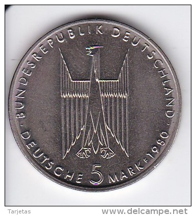 MONEDA DE ALEMANIA DE 5 MARK DEL AÑO 1980  (COIN) - 5 Mark