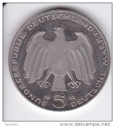 MONEDA DE ALEMANIA DE 5 MARK DEL AÑO 1983 KARL MARX  (COIN) - 5 Mark