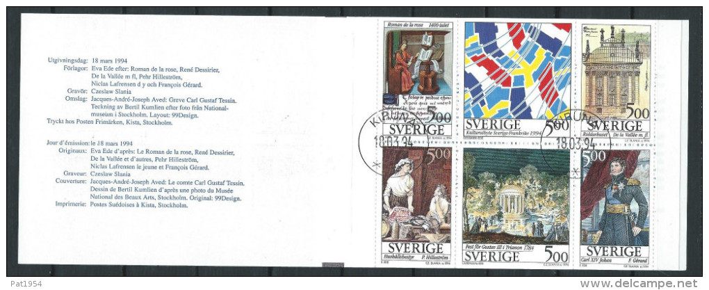 Suède 1994 Carnet C1794 Oblitéré Relations Culturelles France-Suède - 1981-..