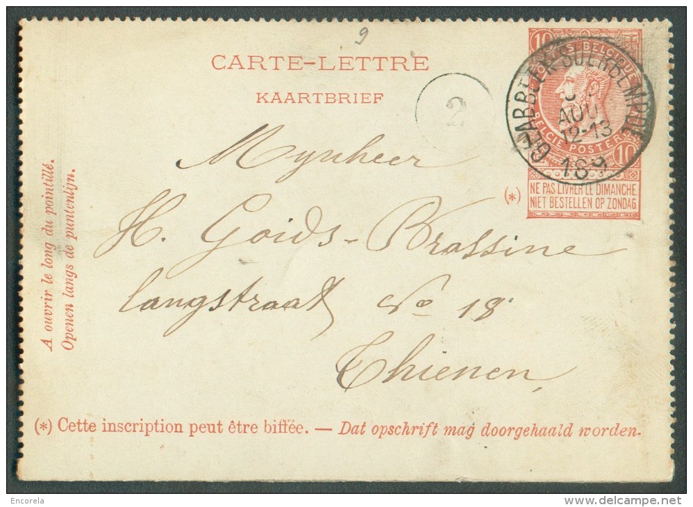 E.P. Carte-lettre 10 Centimes Fine Barbe Brun-rouge  Annulé Par La Cachet Sc De GLABBEEKSUERBEMPDE 31 Août 1897 - 10874 - Cartes-lettres