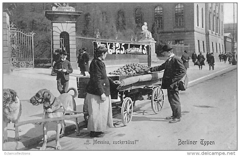 Allemagne    Berlin     Types Ou Petits Métiers    La Marchand Ambulante.  Attelage De Chiens - Autres & Non Classés