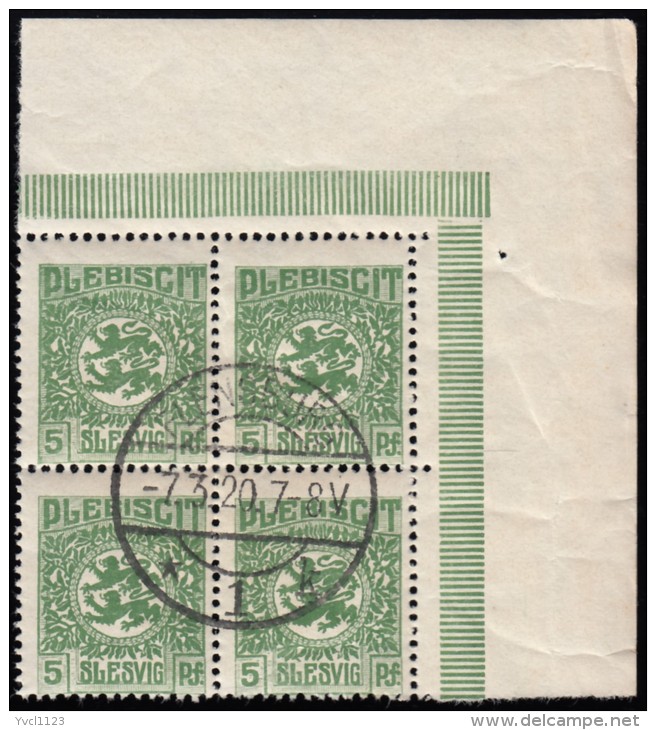 SCHLESWIG - Scott #2 Arms / Used Pl Block "UR" (pb1272) - Schleswig-Holstein