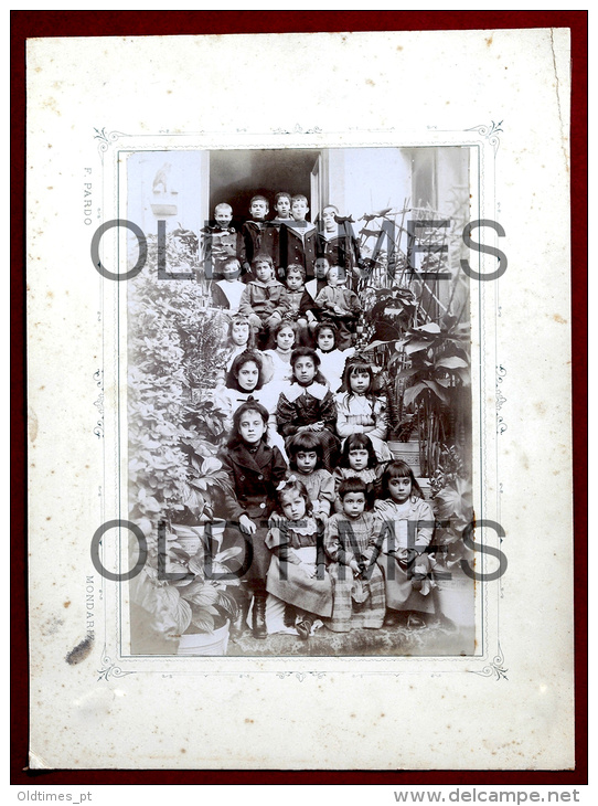 SPAIN - MONDARIZ - FOTOGRAFO F. PARDO - GRUPO DE NINOS - 1890 REAL PHOTO - Other & Unclassified