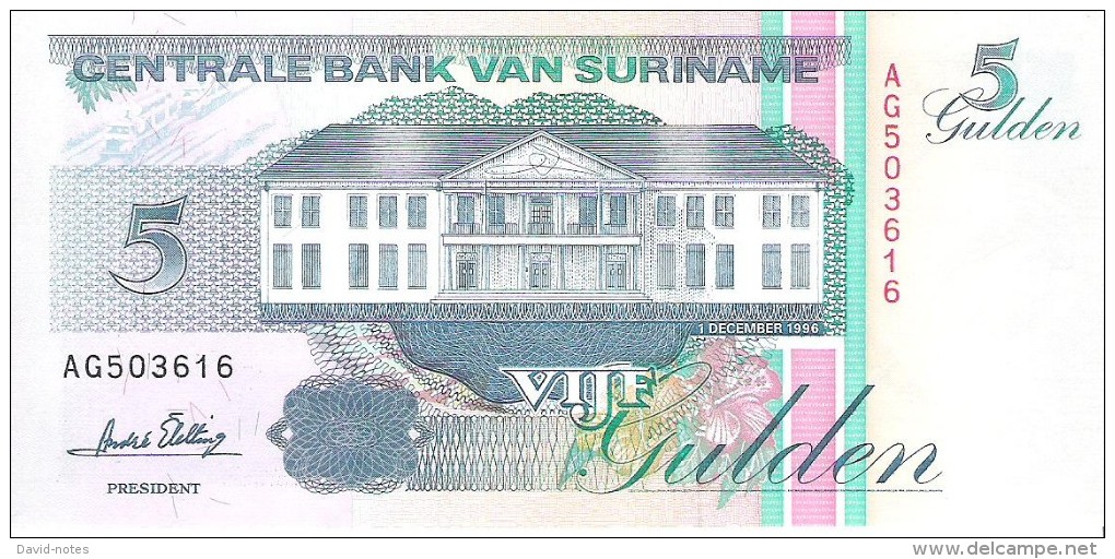 Suriname - Pick 136b - 5 Gulden 1996 - Unc - Suriname