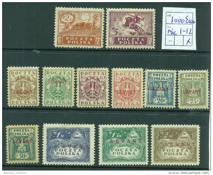 Poland. Post In LEVANT, Nr. 1-12, MH - Levant (Turquie)