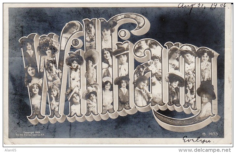 'William' Large Letter First Name, C1900s Vintage Postcard - Prénoms