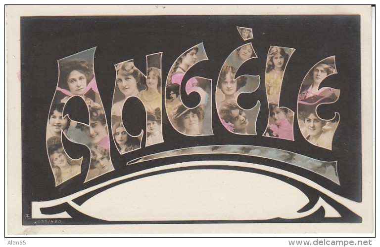 'Angele' Large Letter First Name, C1910s Vintage Postcard - Nombres