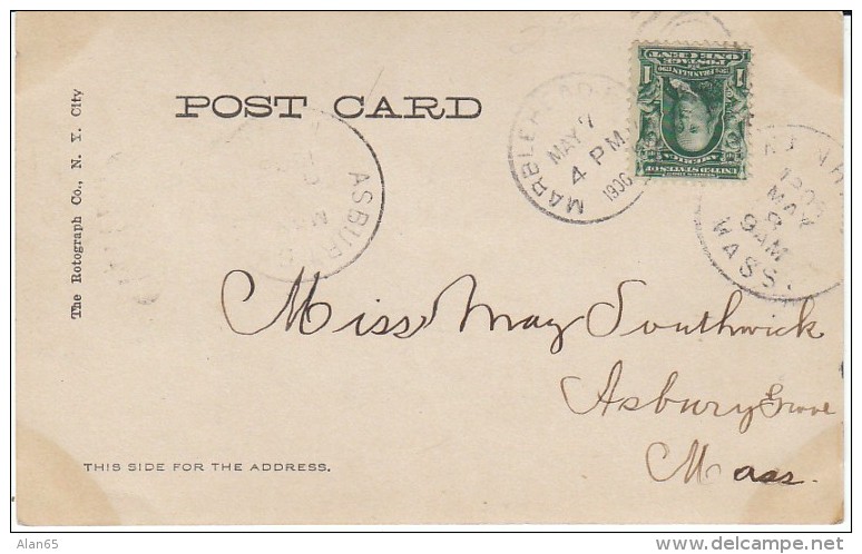'May' Large Letter First Name, C1900s Vintage Postcard - Prénoms