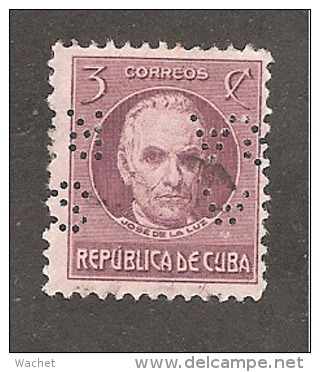 Perforadas/perfin/perfore/lochung Republica De Cuba 1917 3 Centavos Scott 267 Edifil 207 SARRA Drogueria Sarra - Gebruikt