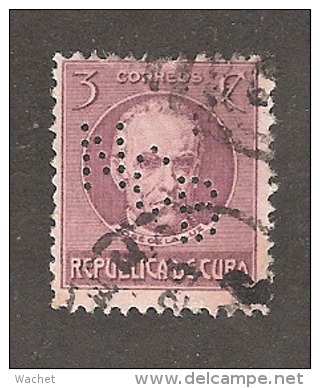 Perforadas/perfin/perfore/lochung Republica De Cuba 1917 3 Cts Scott 267 Edifil 207 NCB  National City Bank Of New York - Oblitérés