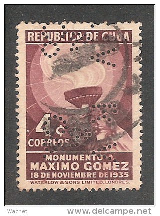Perforadas/perfin/perfore/lochung Republica De Cuba 1936 4 Centavos Scott 334 Edifil 296 RV & Co Ricardo Veloso Y Cia - Oblitérés