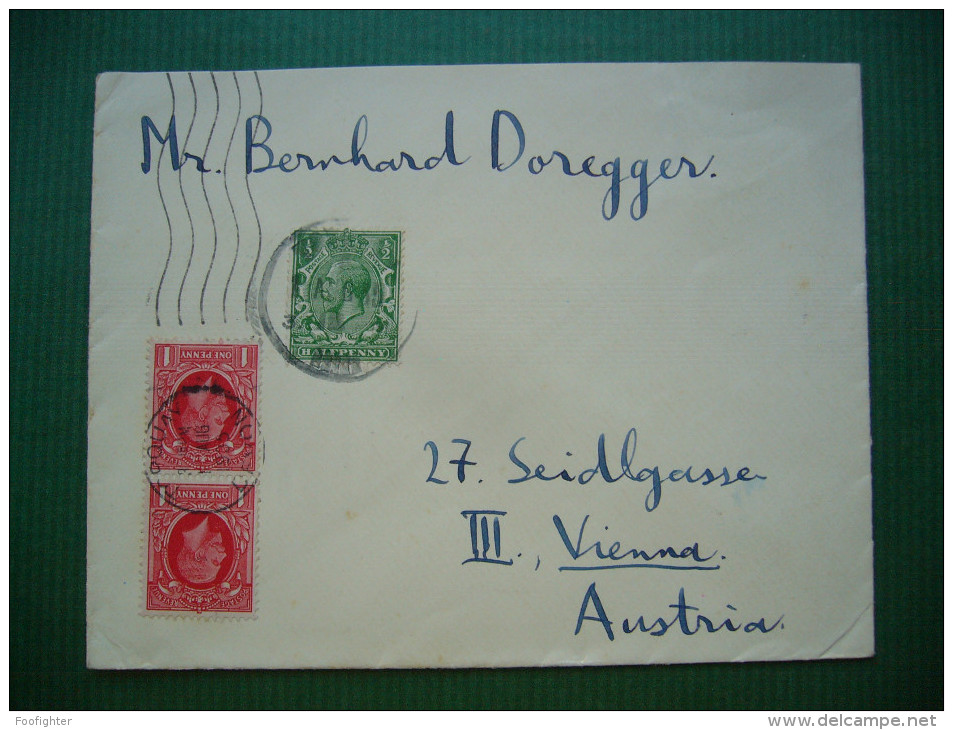 Great Britain: Cover From Grand Hotel Torquay Devon To Austria - Stamp Pair One Penny + Halfpenny - 1935 - Lettres & Documents