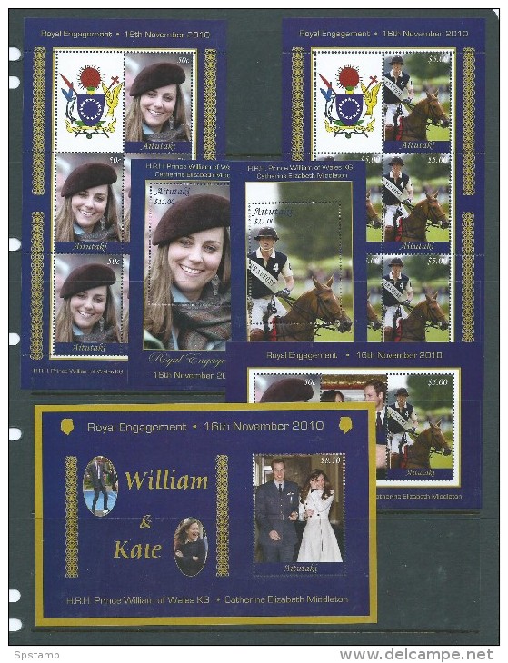 Aitutaki 2011 Prince William & Kate Engagement Set Of 6 Miniature Sheets & Sheetlets - Aitutaki