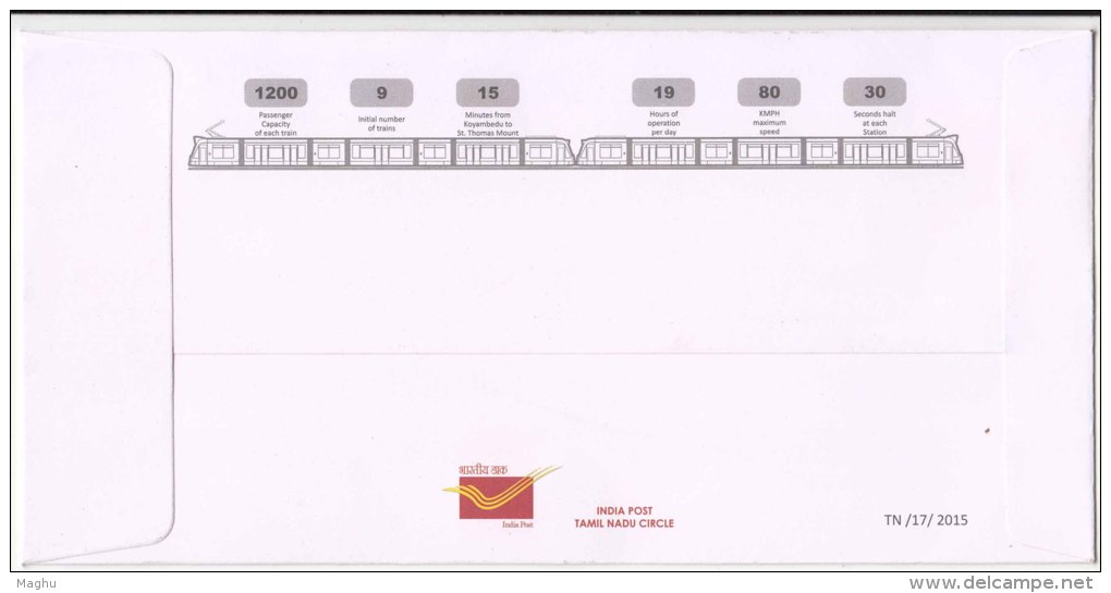 Inaugural Run Of Chennai Metro Train, Chariot, Transport, Cover 2015 - Trains