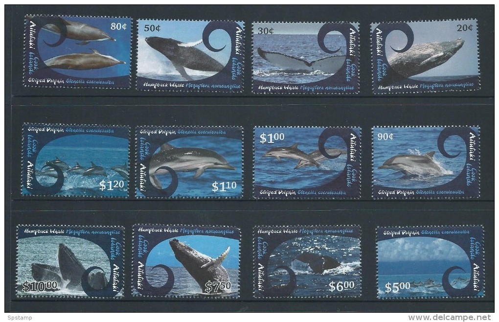 Aitutaki 2012 Whale & Dolphin Series I Set Of 12 MNH - Aitutaki