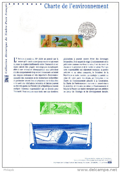(Prix à La Poste = 5.00 &euro; ) FRANCE 2005 : Document Officiel " CHARTE DE L'ENVIRONNEMENT " N° YT 3801. - Protección Del Medio Ambiente Y Del Clima
