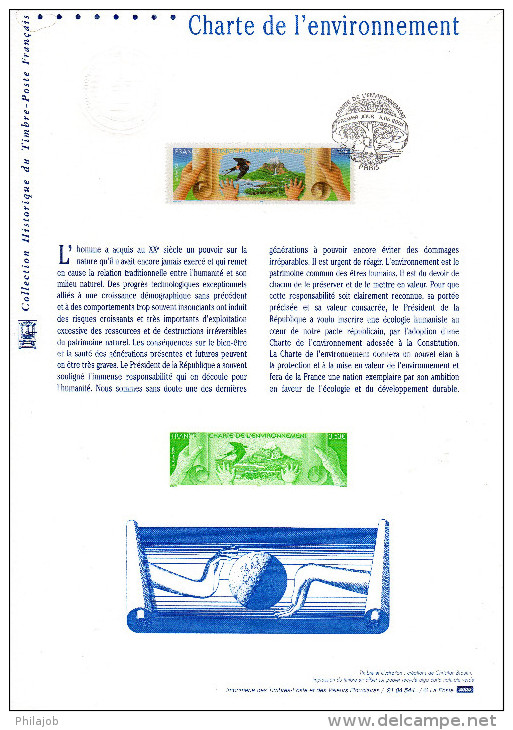 (Prix à La Poste = 5.00 &euro; ) FRANCE 2005 : Document Officiel " CHARTE DE L'ENVIRONNEMENT " N° YT 3801. - Protection De L'environnement & Climat