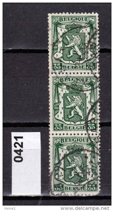 Belgien Mi.Nr. 421 Staatswappen  / 3-fach  /  O  Gestempelt - 1929-1937 Heraldischer Löwe