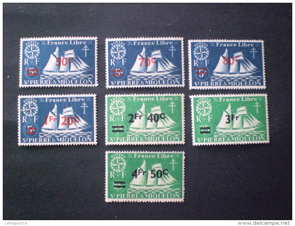 STAMPS St PIERRE & MIQUELON 1942 SERIES DE LONDRES SURCHANGES MNH - Unused Stamps