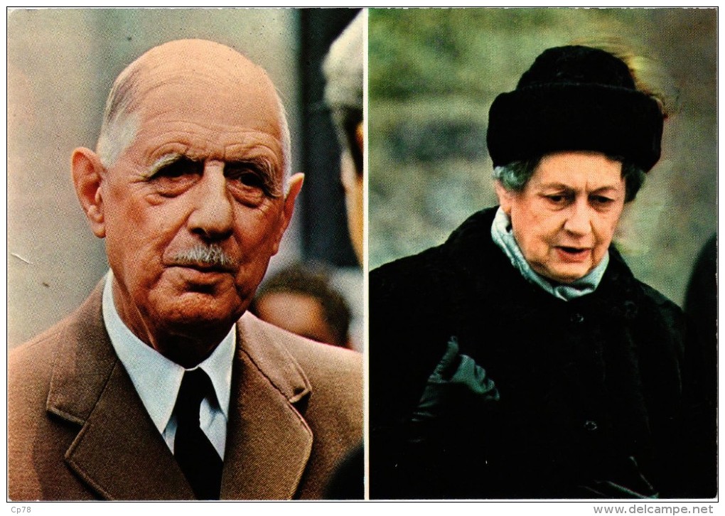 Le Général Et Mme De Gaulle Lot De 7 Cartes Avec Le Tampon De La Boisserie, La Demeure Et L'intérieur, L'église... - Politicians & Soldiers