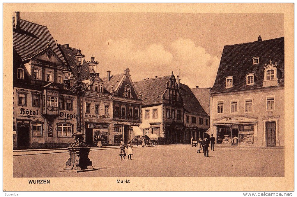 WURZEN : MARKT - HOTEL PIPPIG / HERREN HUT MODE : PAUL NITZSCHE / ETC - C.P. VOYAGÉE / POSTCARD MAILED : 1911 (t-300) - Wurzen