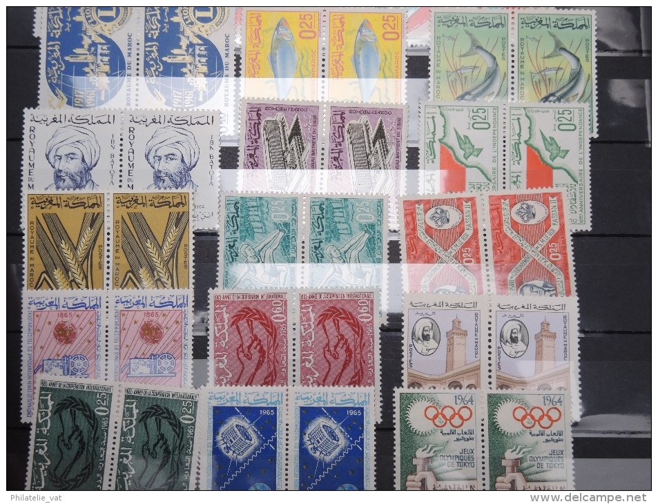 FRANCE -MAROC - Collection 1956 à 1970 - Côte 330 € - Tous en paire - Lot n°10402