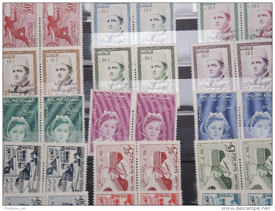 FRANCE -MAROC - Collection 1956 à 1970 - Côte 330 € - Tous en paire - Lot n°10402