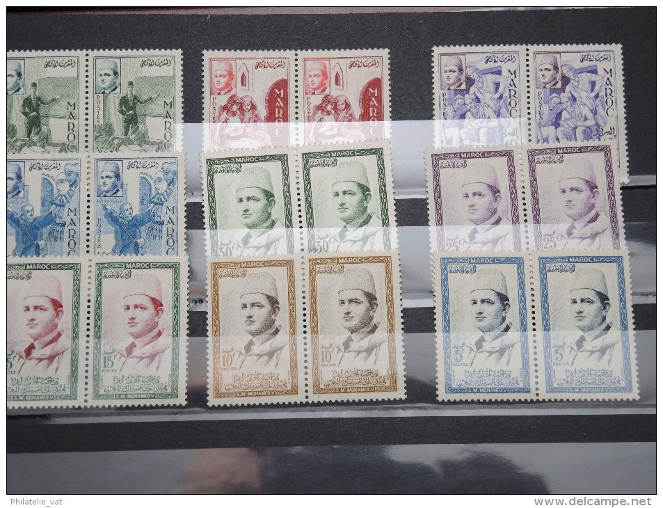 FRANCE -MAROC - Collection 1956 à 1970 - Côte 330 € - Tous en paire - Lot n°10402