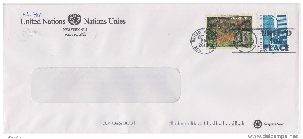 United Nations Envelope New York With Mi 880 Dag Hammarskjöld - Mi 947 Endangered Species - Musk Deer - Brieven En Documenten