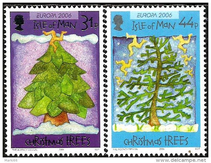 Isle Of Man - 2006 - Europa CEPT - Integration - Christmas Trees - Mint Stamp Set With Silver Ink Overprint - Isle Of Man