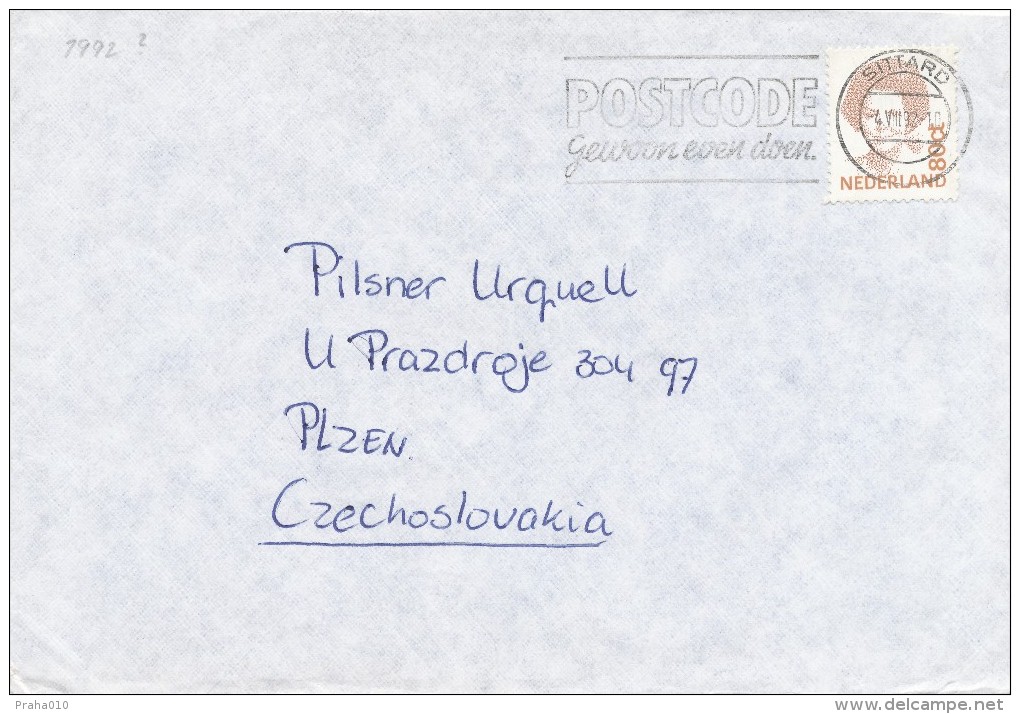 K5374 - Netherlands (1992) Sittard: POSTCODE (letter To Czechoslovakia) Tariff: 80ct (stamp: Beatrix Of The Netherlands) - Code Postal
